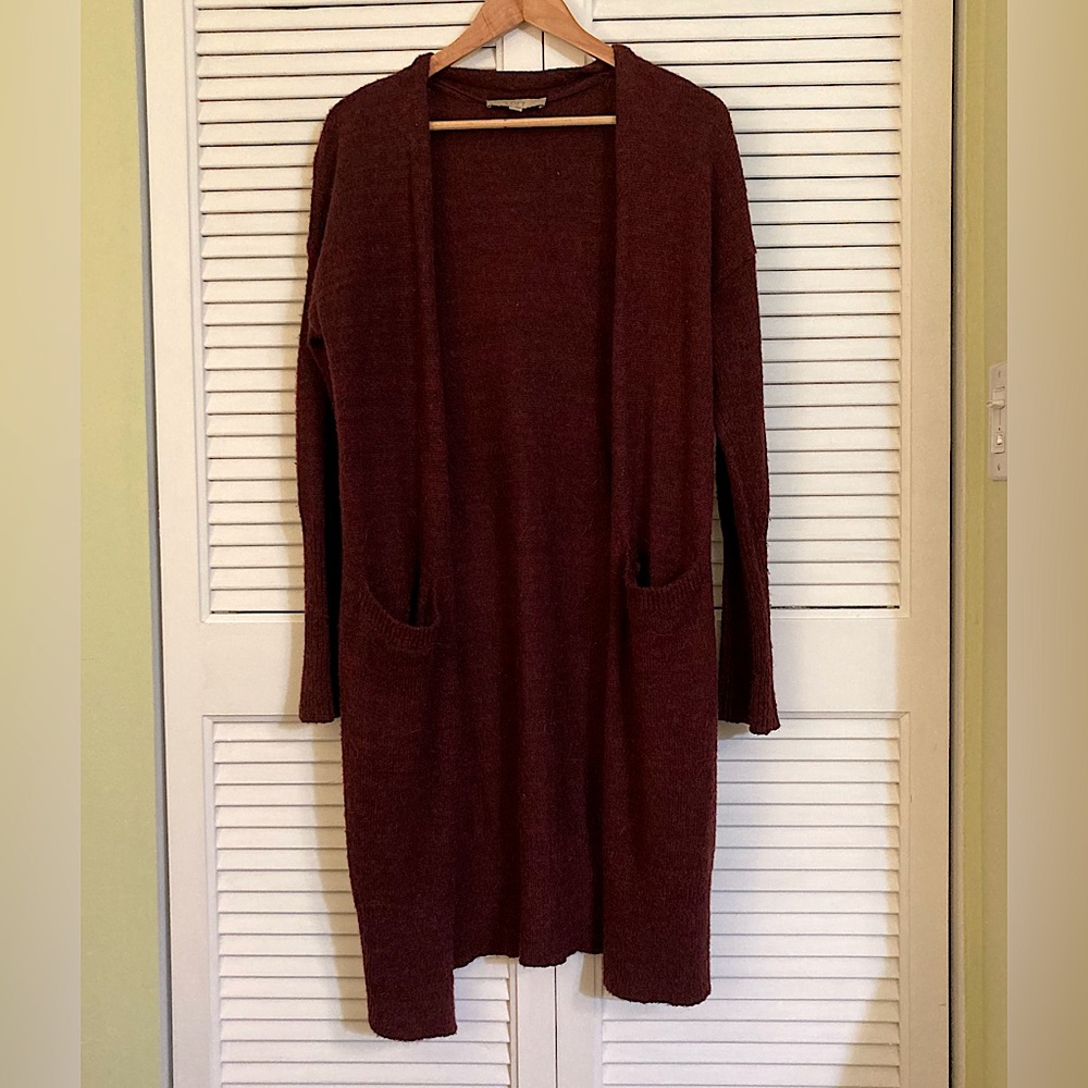 Long burgundy cardigan